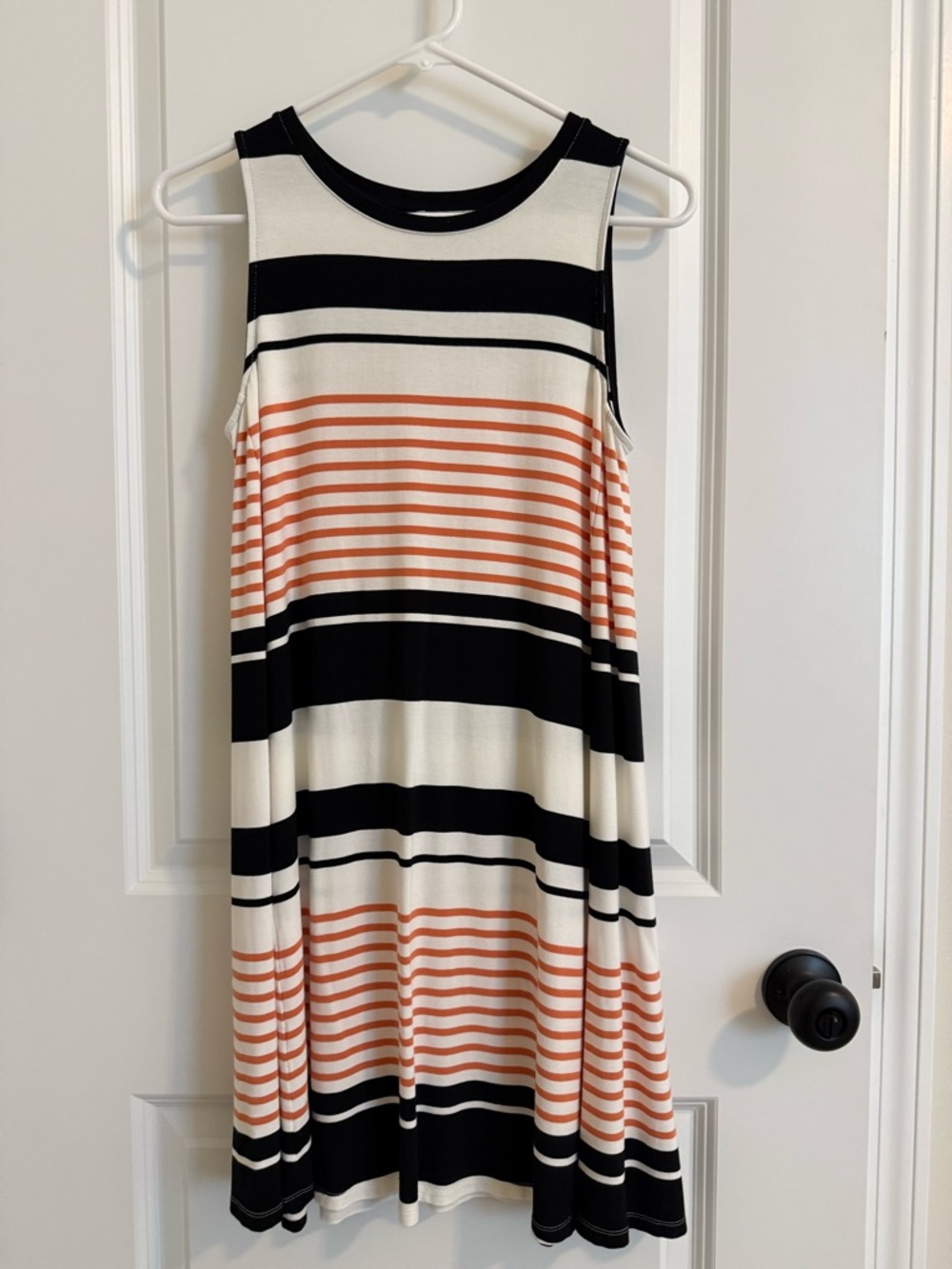 Loft Swing Dress NWOT Size Small Petite Black and Orange Stripes Sleeveless